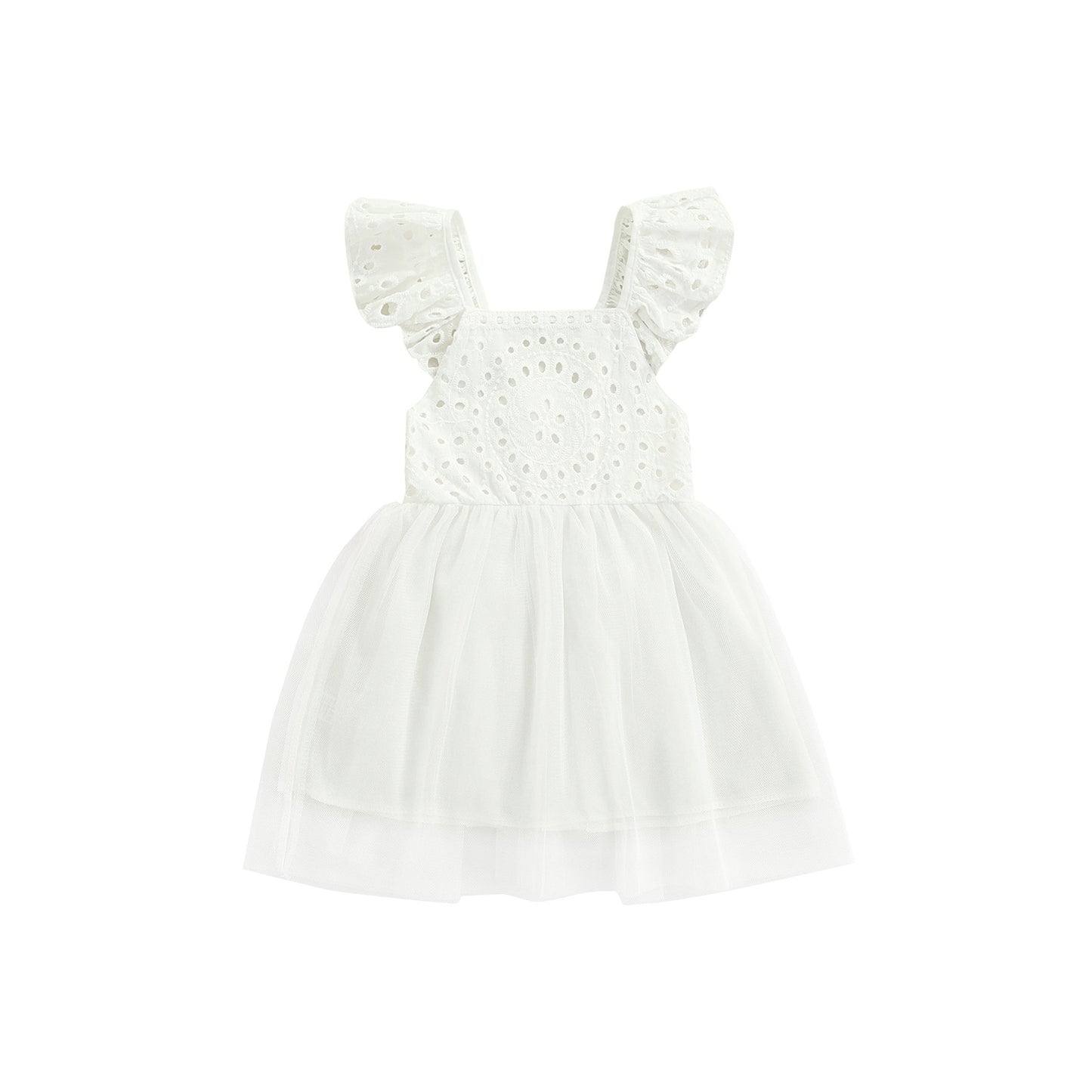 Lace Straps Tulle Patchwork Skirt Girls Dress