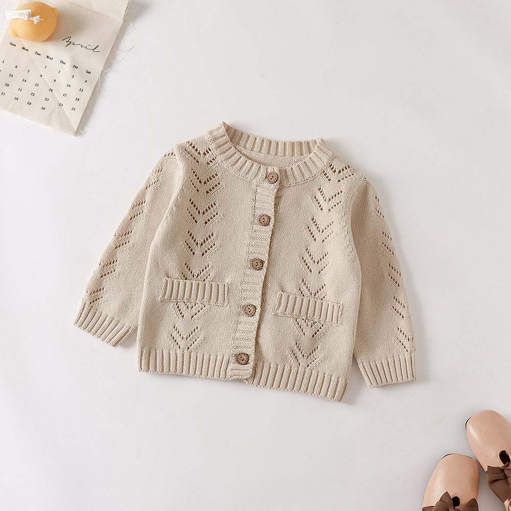 Solid Color Sweet Net Mesh Knitted Cardigan
