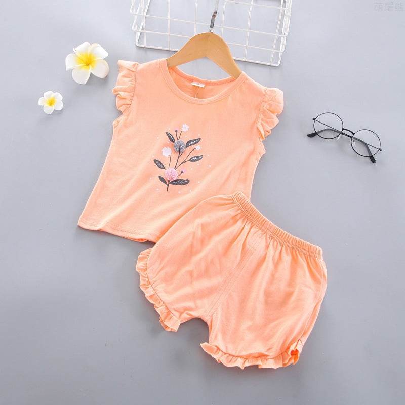 Girls Sleeveless Vest Summer Set