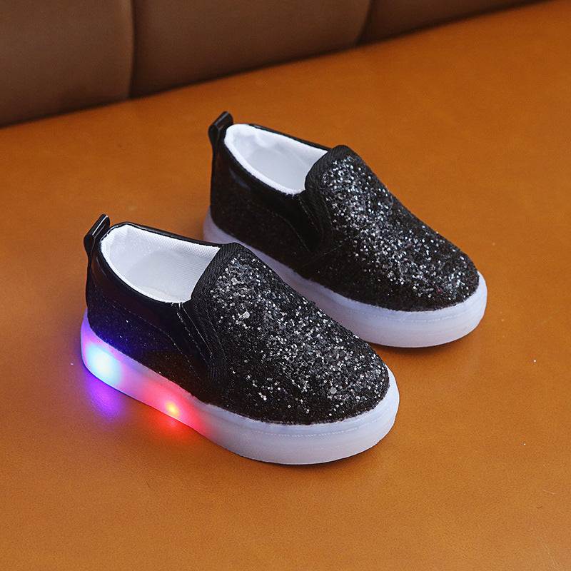 Kids Led Lighted Sneakers Sequin Shoes