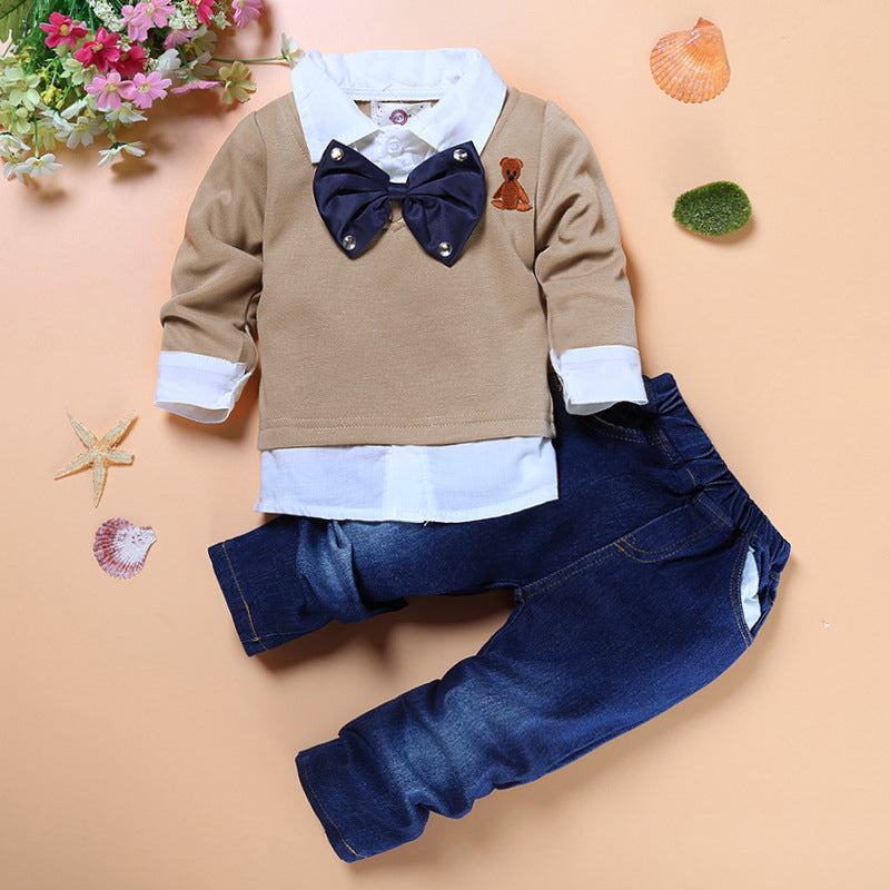 Children's Denim Suit Gentleman Bow Tie