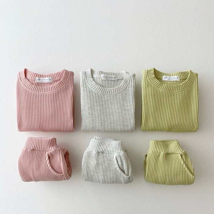 Infant Children's Thermal solid colored 2pc Set
