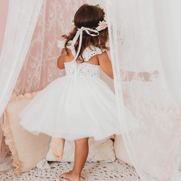 Lace Straps Tulle Patchwork Skirt Girls Dress