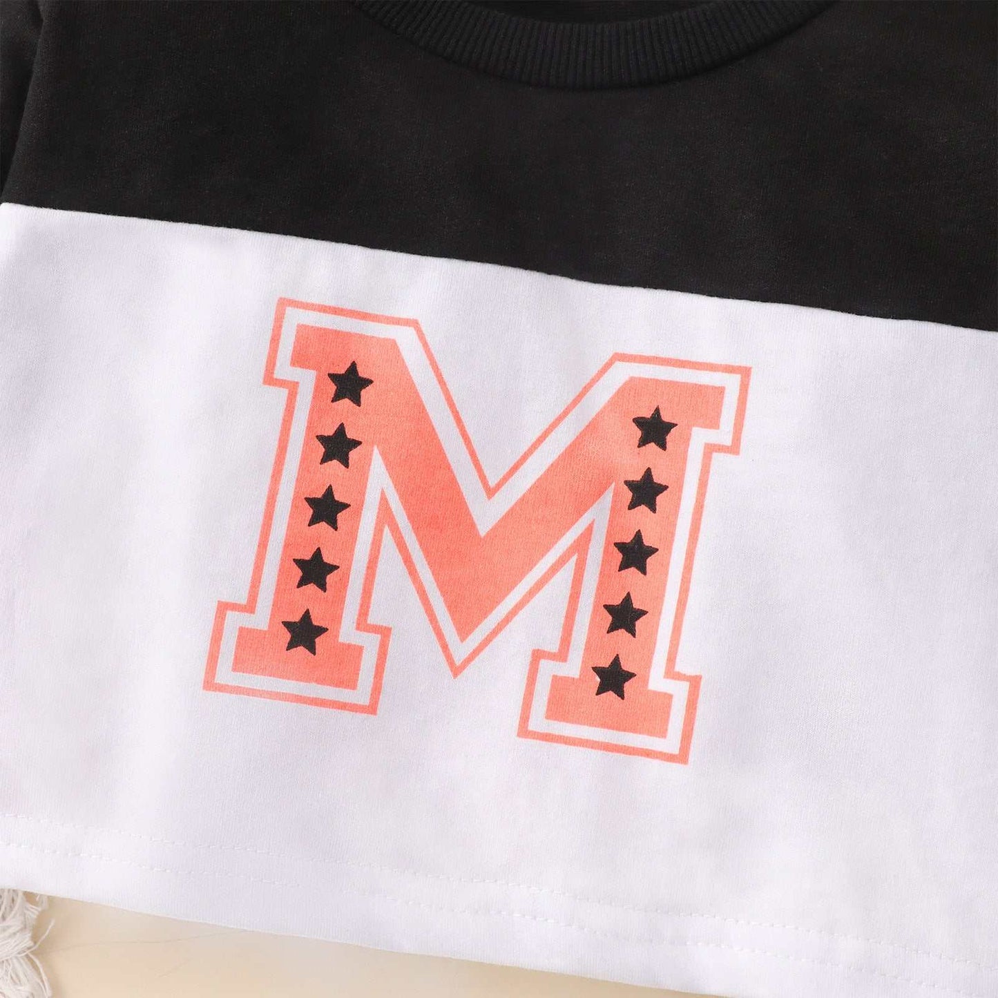 Spring And Autumn Girls Color Matching Casual Sports Suit Set
