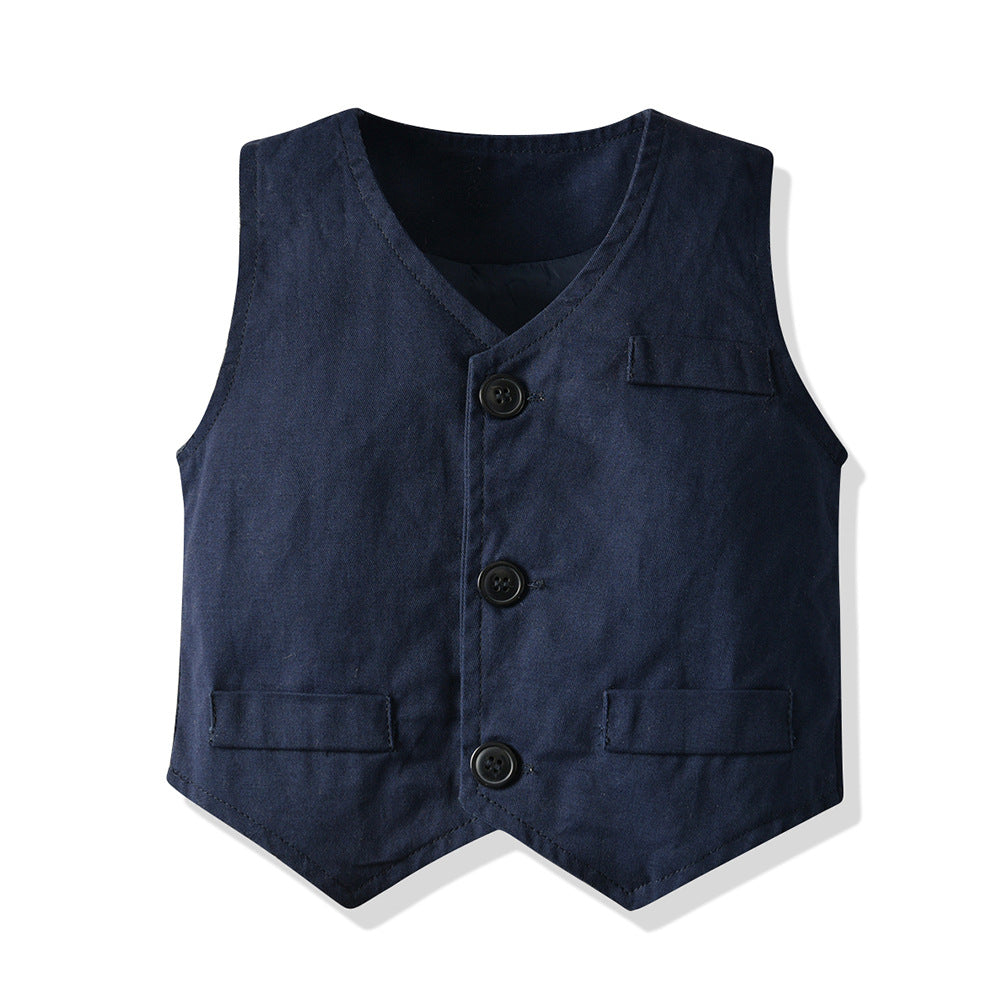 Boys Casual Star Short Sleeve Suit - Cotton Three-Piece Set