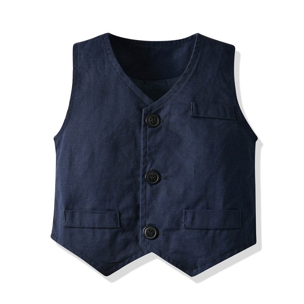 Boys Casual Star Short Sleeve Suit - Cotton Three-Piece Set