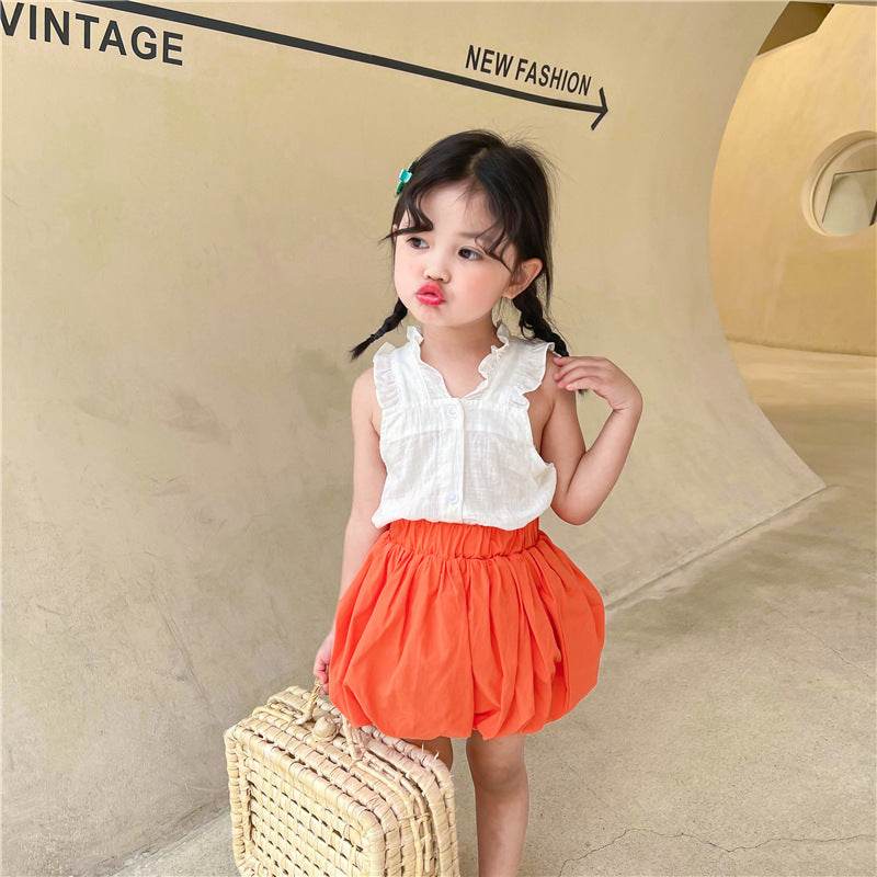 Casual Halter Top with linen Shorts 2 piece Set