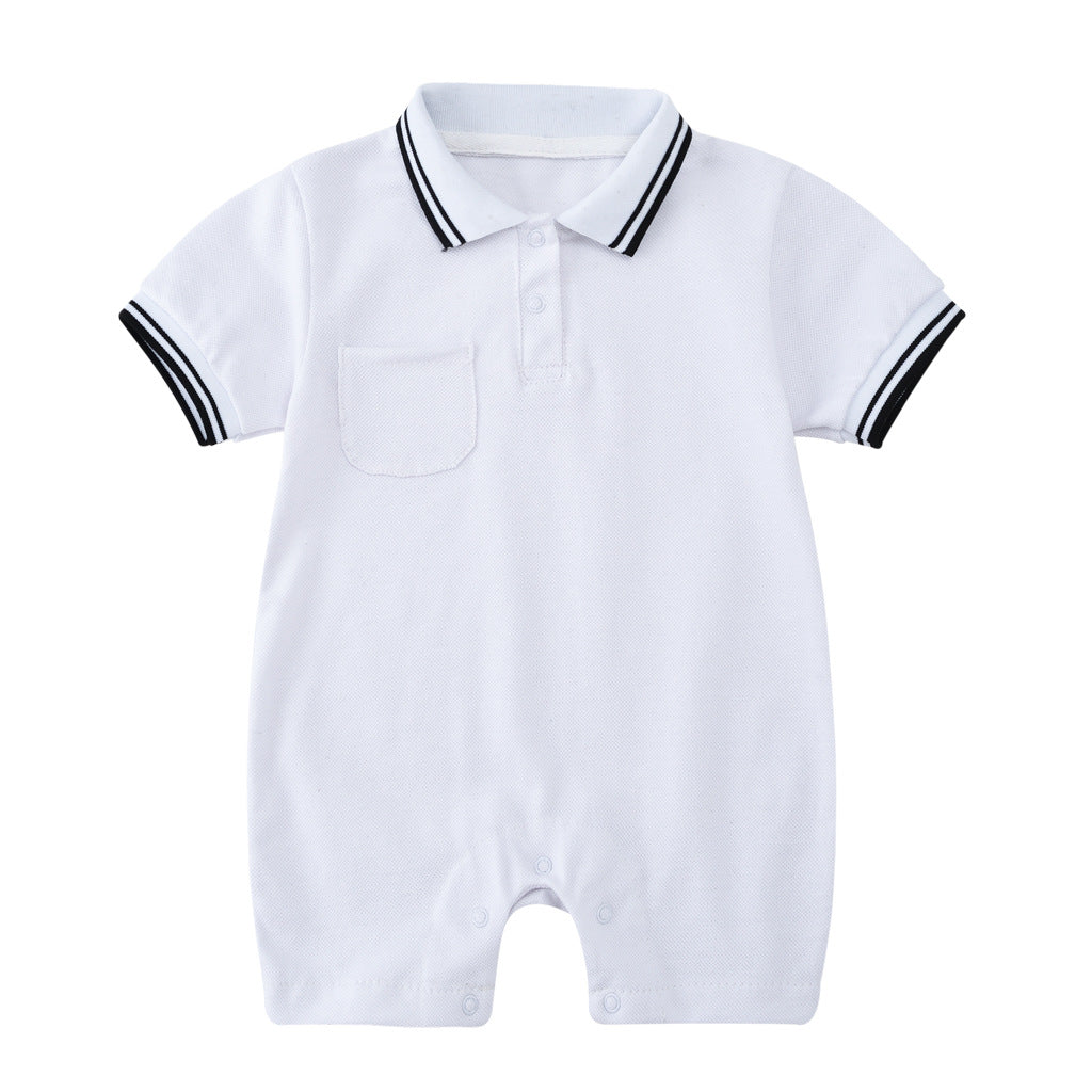 Boys And Girls Preppy Fashion Lapel Romper