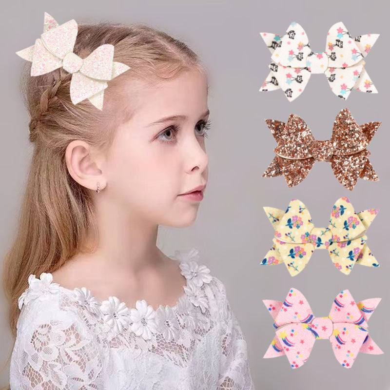 Children's Windmill Bow Glitter Hairpin