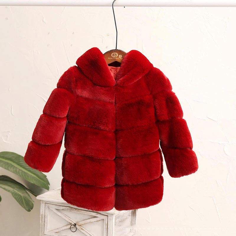 Big Kids Fur Coat Padded for Girls - Stylish Wool Blend