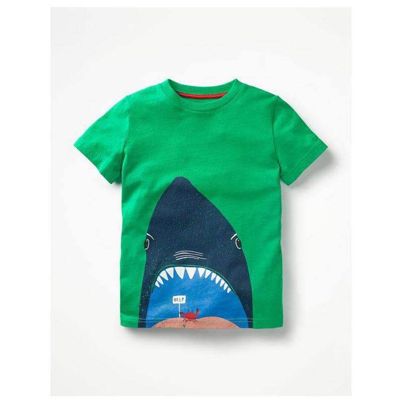 Kids Loose crab Printed Cotton Short-sleeved T-shirt