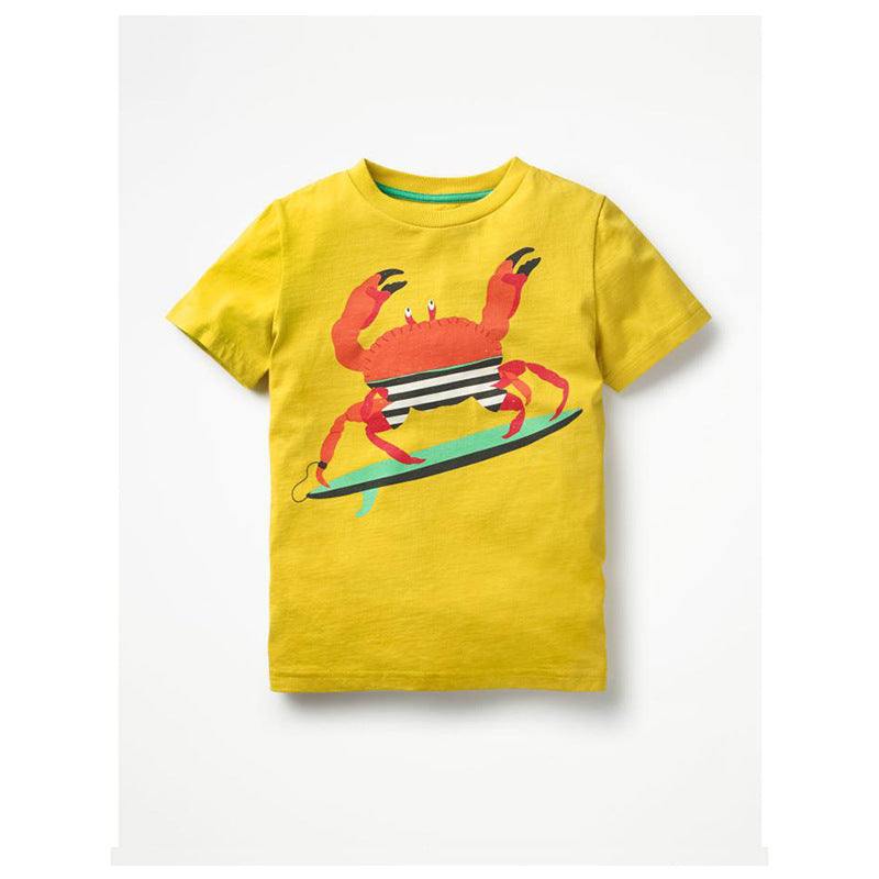 Kids Loose crab Printed Cotton Short-sleeved T-shirt