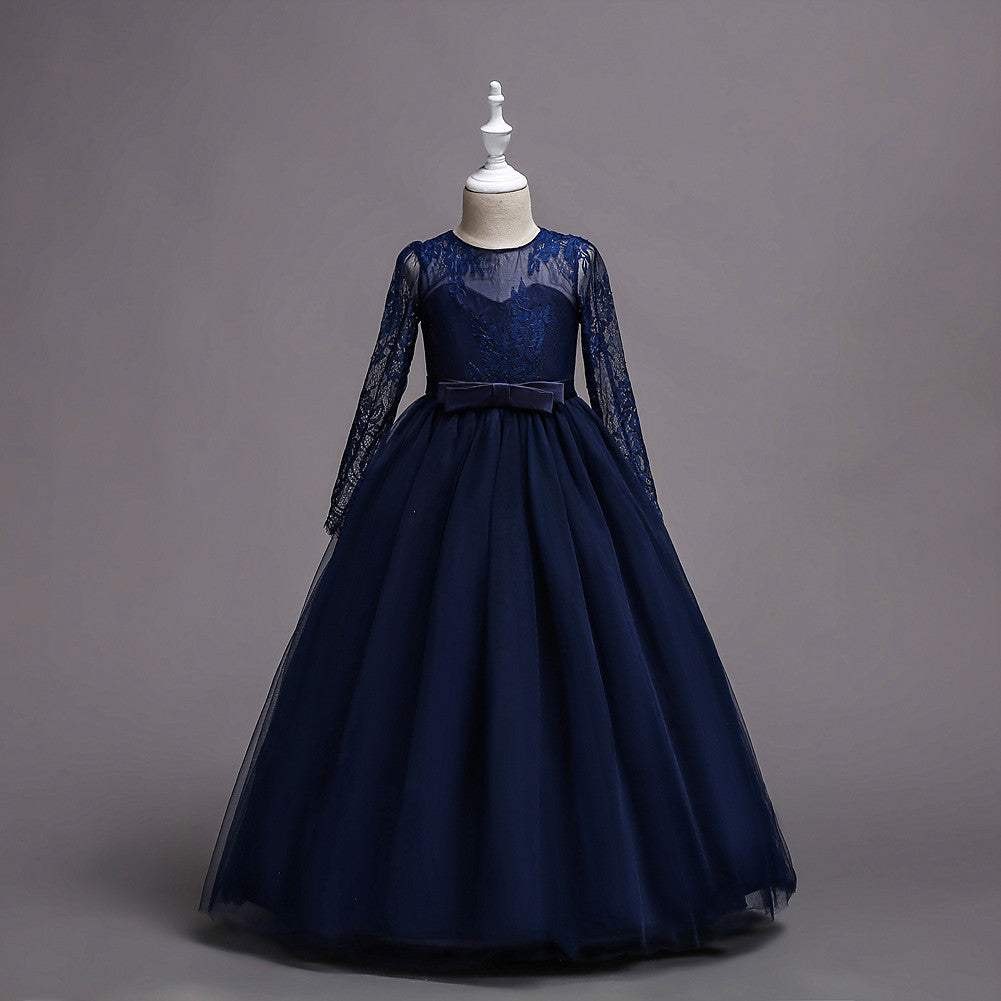 Knit Sleeve Flower Girl Pageant Dress - Elegant Kids Long Dress