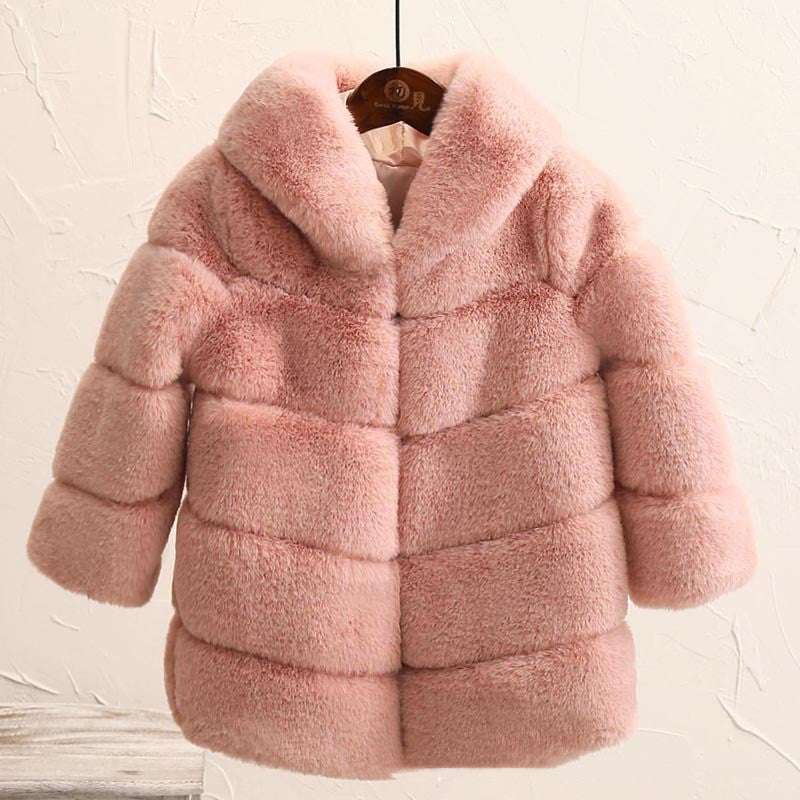 Big Kids Fur Coat Padded for Girls - Stylish Wool Blend