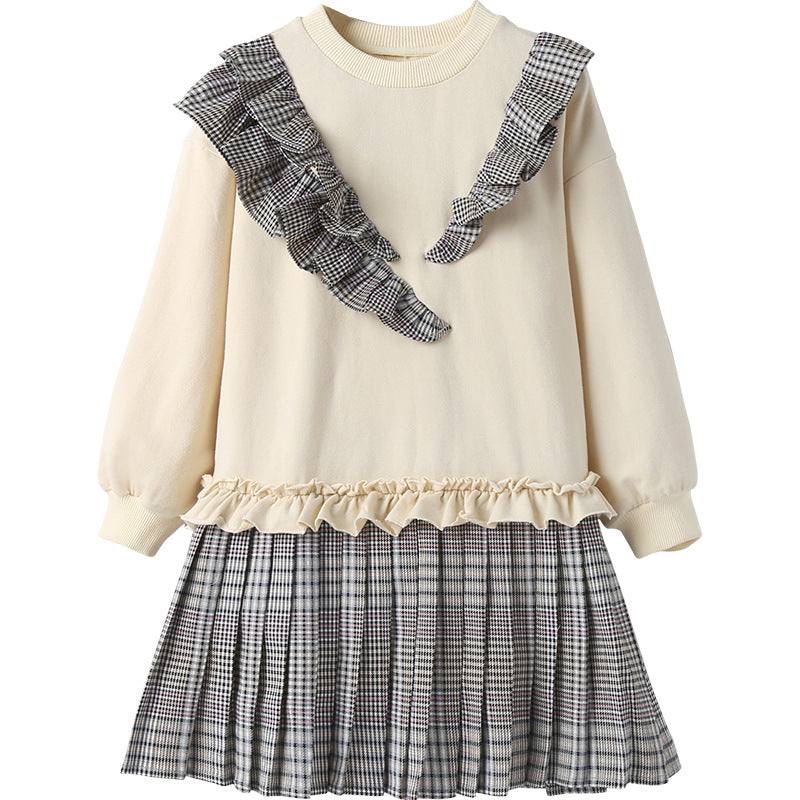 Big Kids Korean Style With Plaid Pleated Dress