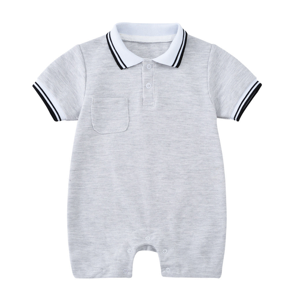 Boys And Girls Preppy Fashion Lapel Romper