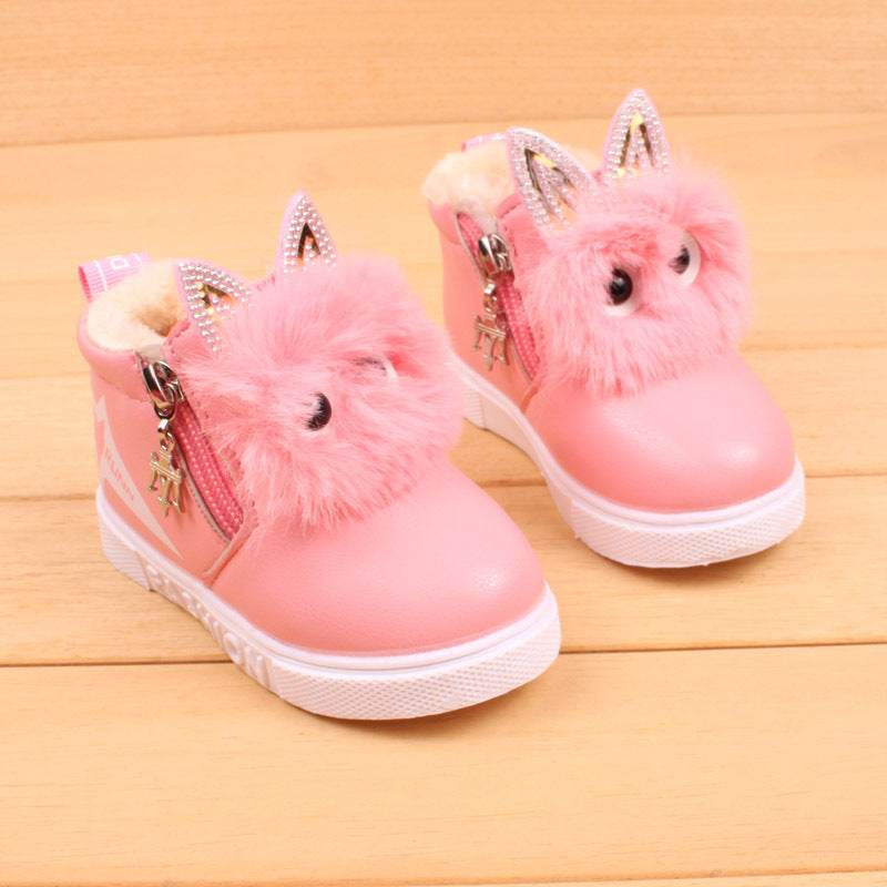 Girls Cartoon Face Thick Snow Boots
