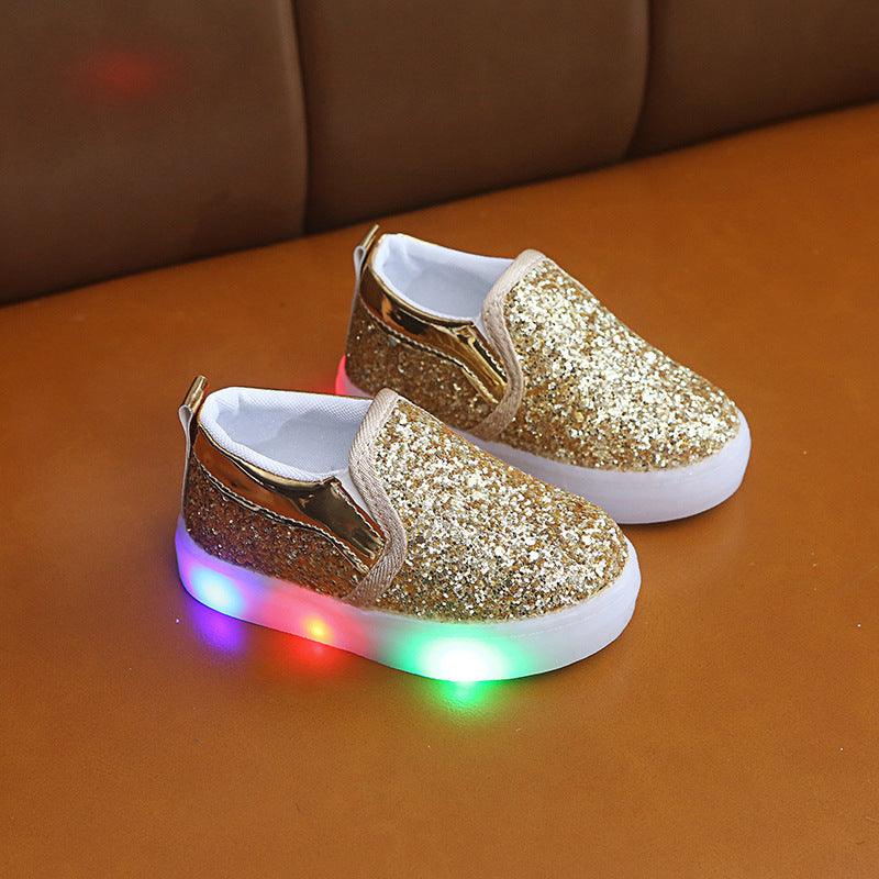 Kids Led Lighted Sneakers Sequin Shoes