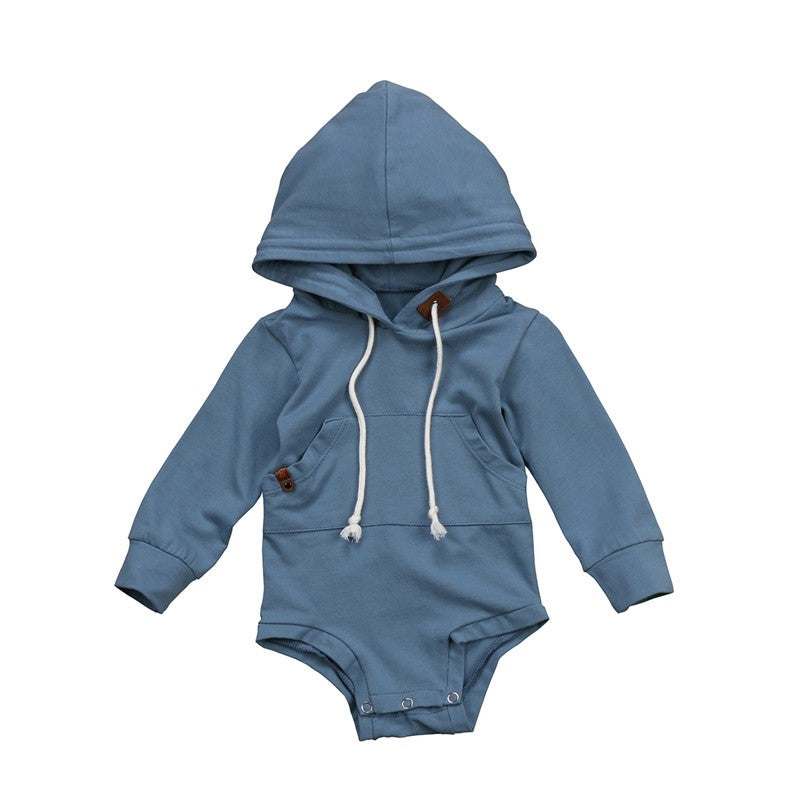 Knitted Blue Hooded Infant Pullover Jacket or Jumpsuit