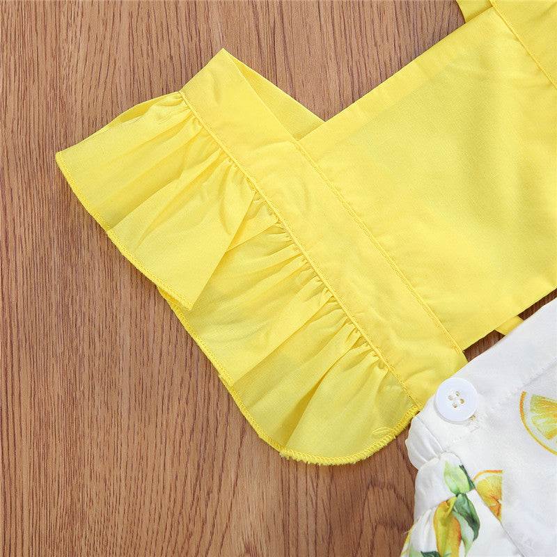 Summer Lemon Print Sleeveless Romper Dress