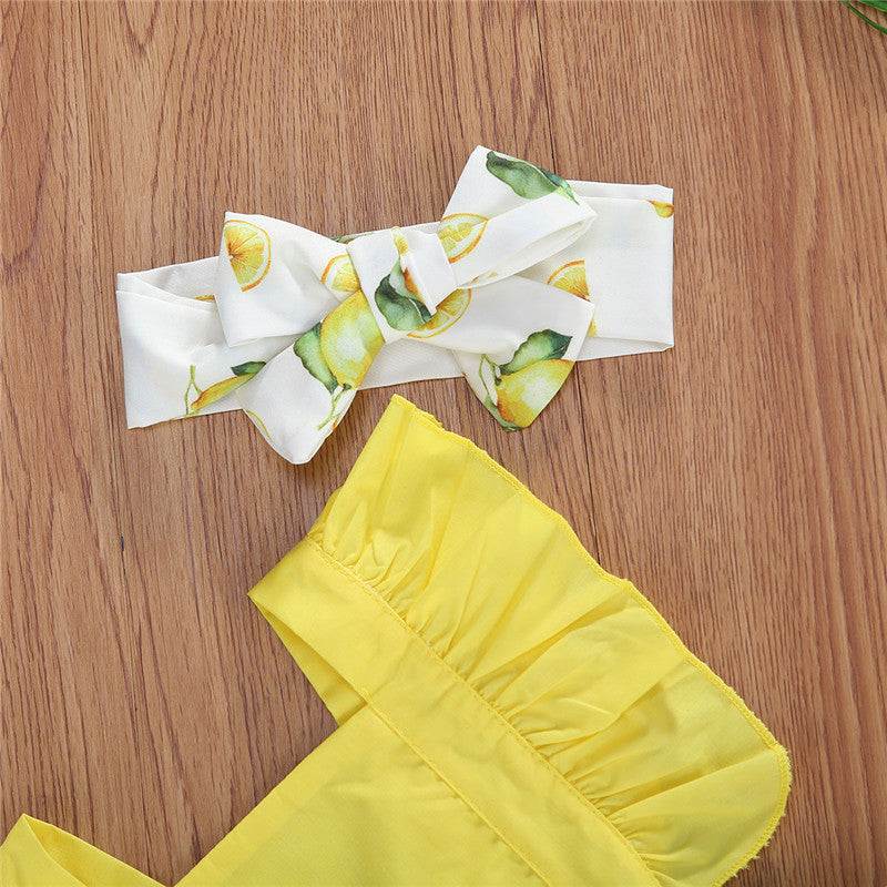 Summer Lemon Print Sleeveless Romper Dress