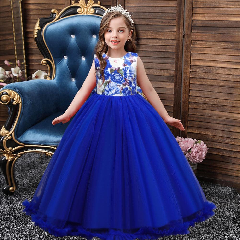 Kids Mesh Rainbow Skirt flower top Dress