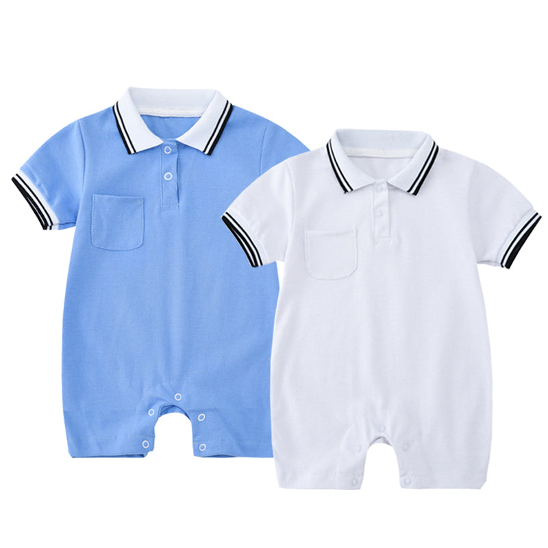 Boys And Girls Preppy Fashion Lapel Romper