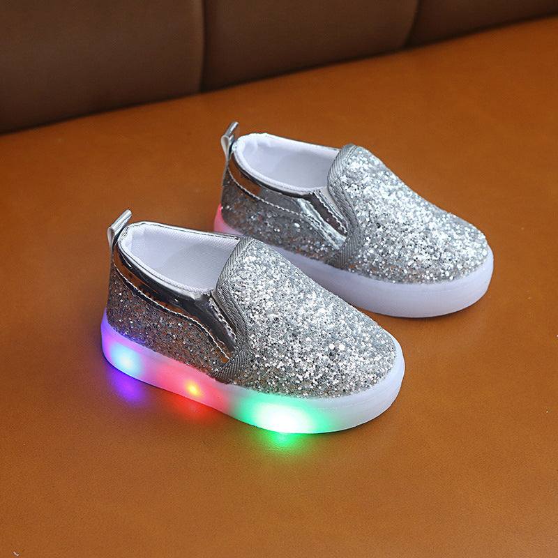 Kids Led Lighted Sneakers Sequin Shoes