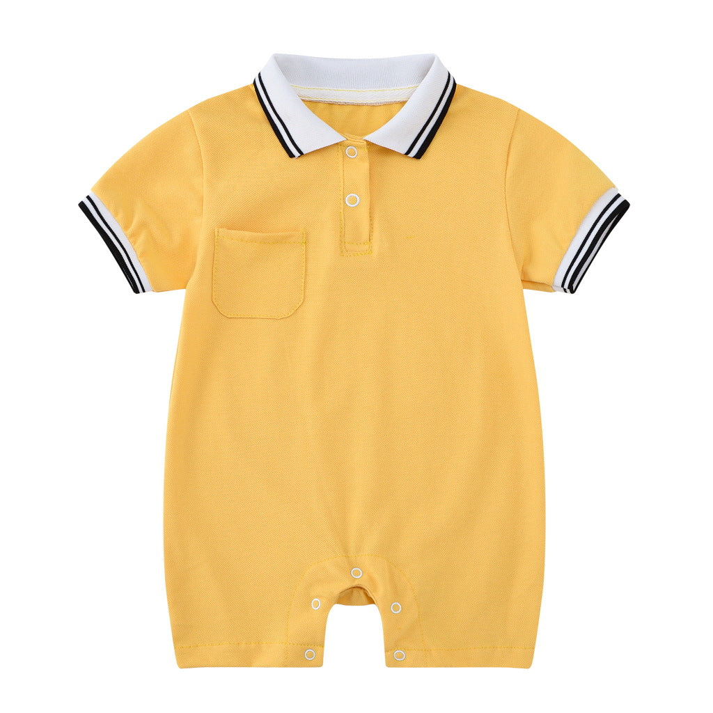 Boys And Girls Preppy Fashion Lapel Romper