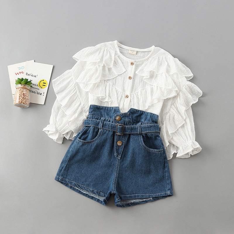 Ruffle Top Jean short 2 Piece Set