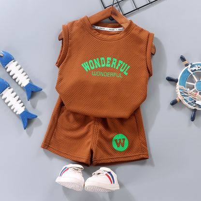Children's Vest Western Style Loose Two Piece set