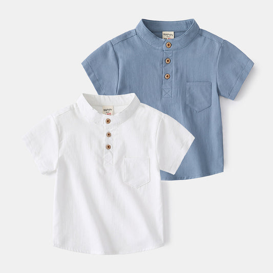 Boy V-neck Casual Short Sleeve Shirt