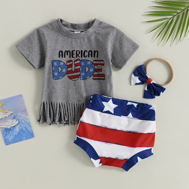 Summer Infant Toddler All American Tassel Top Striped Shorts