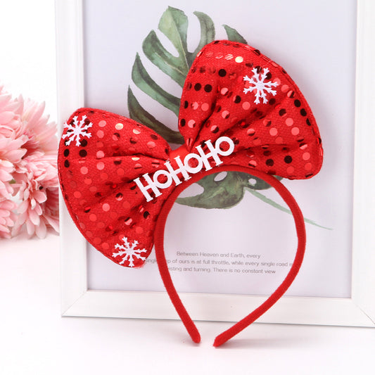 Christmas Sequined Letters Bow Headband