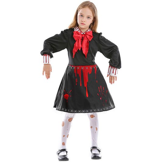Girls Gothic Bloody Zombie Scary Costume