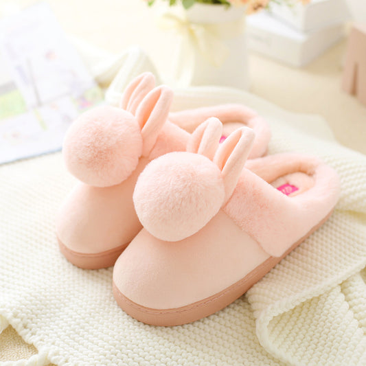 Children's Cotton Bunny Ear Ball Indoor Slippers