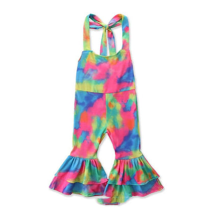 Children's Tye-Dye Romper With Flare Pants