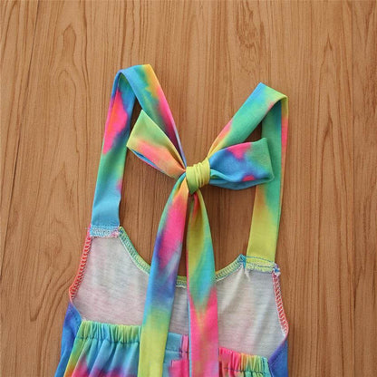 Children's Tye-Dye Romper With Flare Pants