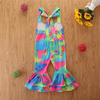 Children's Tye-Dye Romper With Flare Pants
