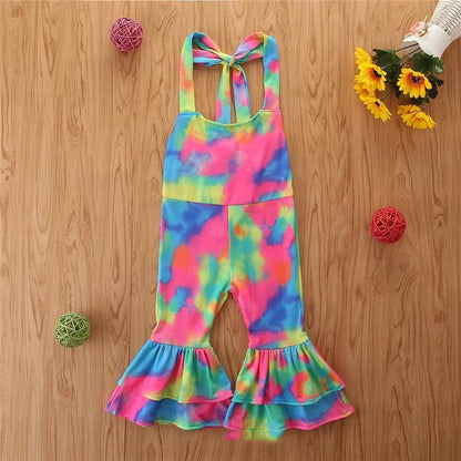Children's Tye-Dye Romper With Flare Pants