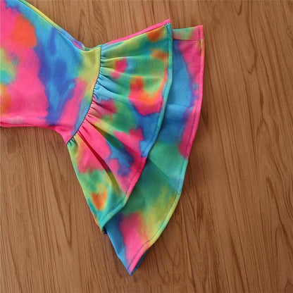 Children's Tye-Dye Romper With Flare Pants