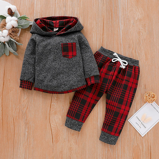 Baby Long Sleeve Plaid Sweater Set