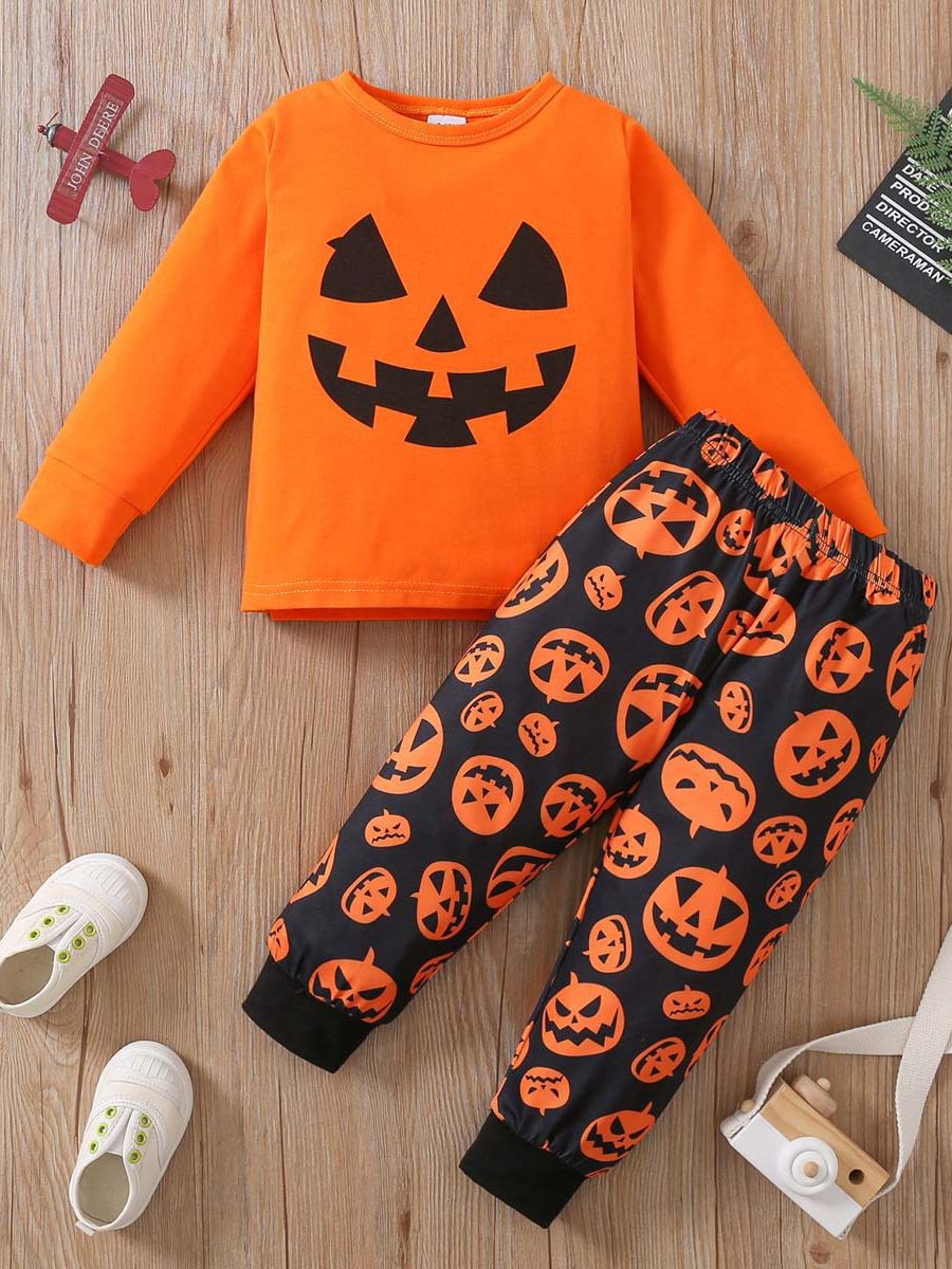 Halloween Day Kids Full Print Pumpkin Lamp Set