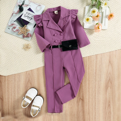 Girls Cute Casual Professional Long Sleeve 2 piece Suit Set