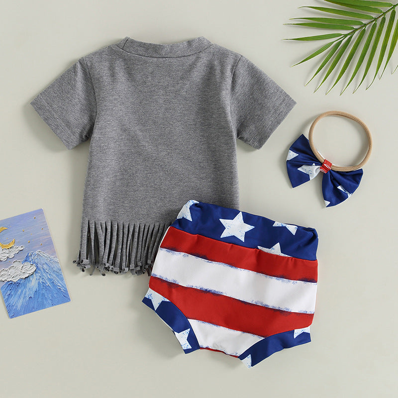 Summer Infant Toddler All American Tassel Top Striped Shorts