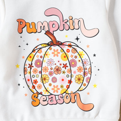 Pumpkin Season Long Sleeve Sweater Bell-bottom Halloween Pants Set