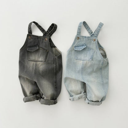 Boys And Girls  Retro One-piece Soft Jeans Casual Jumper