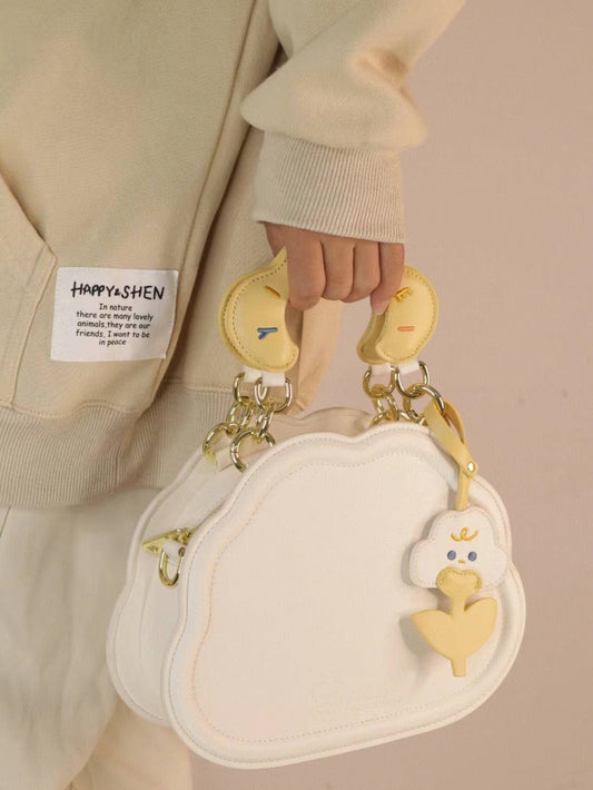 Cream or Yellow Cloud Girls Cute Small Handbag with Strap