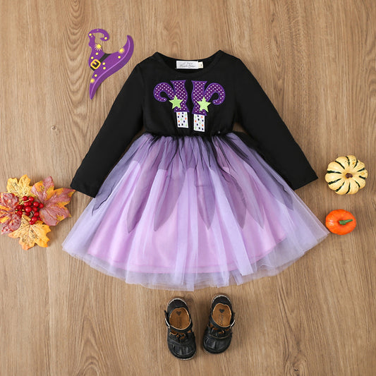Girls Halloween Theme Trendy Dress