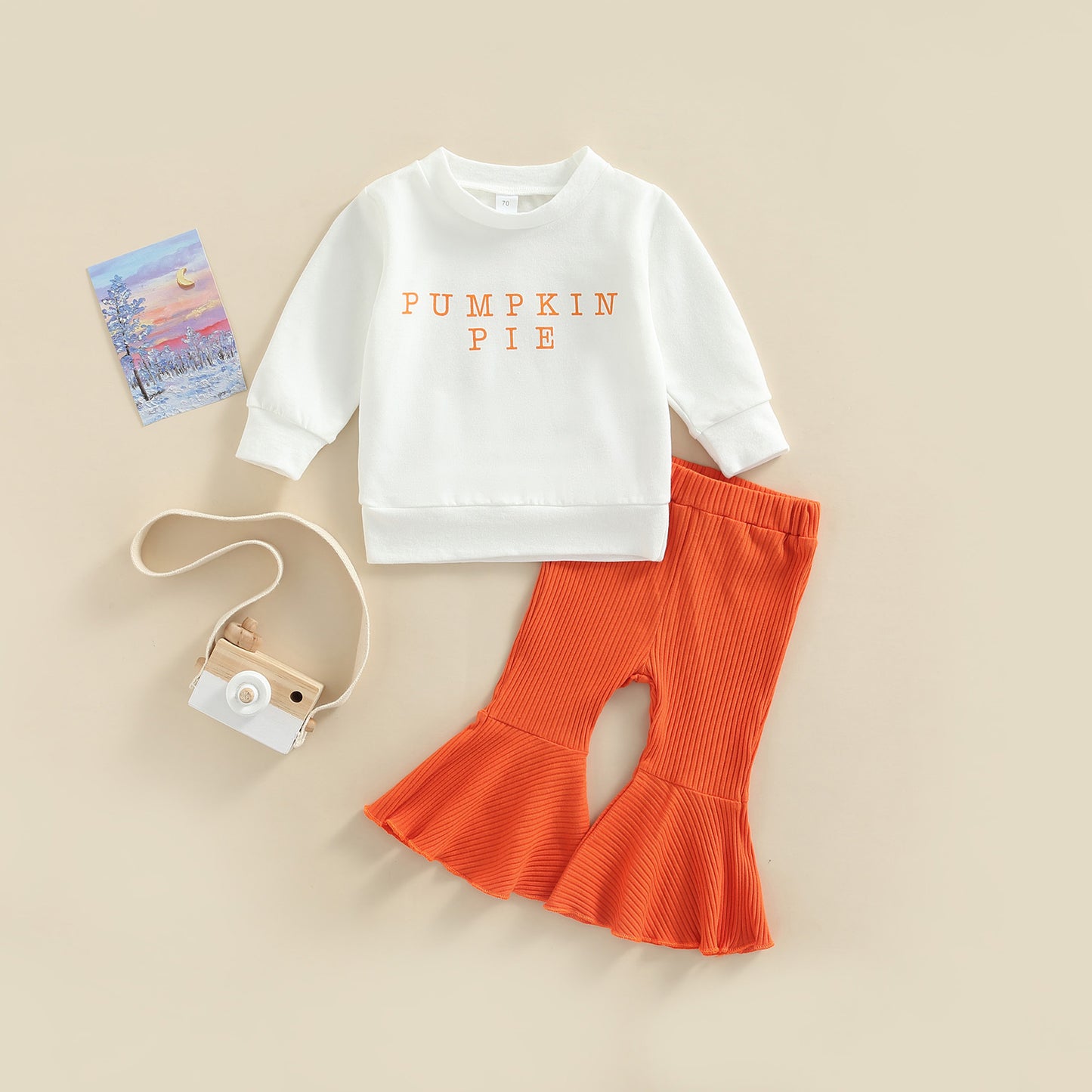 Girls Pumpkin Pie Sweater with Orange bell bottoms